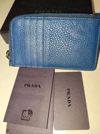 Portamonete/Portacarte Prada Pelle Martellata Nero