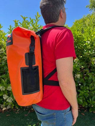 Mochila Impermeable 35L Naranja Cierre Enrollable