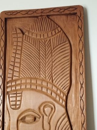 Placa Tribal Africana Madeira Esculpida