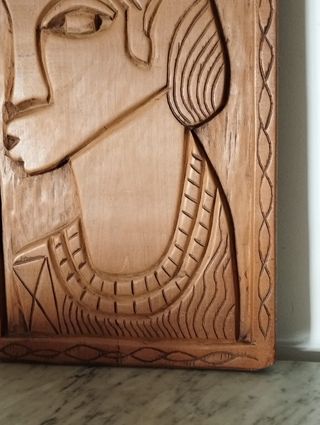 Placa Tribal Africana Madeira Esculpida