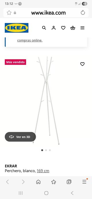 Perchero de pie blanco metal