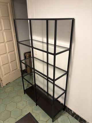 Estantería alta Metal y Cristal Negra