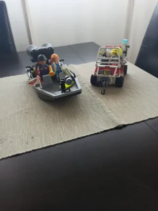 Playmobil: Lancha de rescate y coche de bomberos