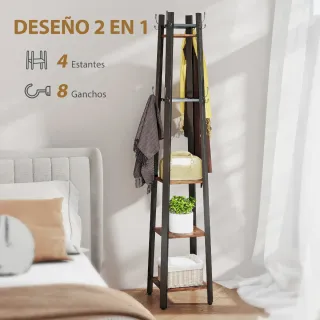 Perchero 4 Niveles Estantes 8 Ganchos