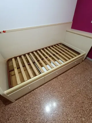 Somier cama individual beige y marrón