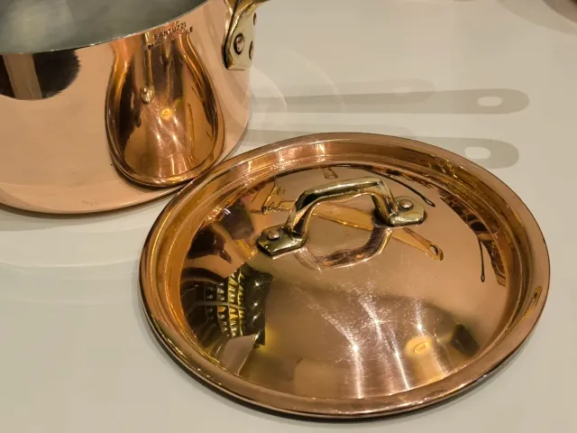 Cacerola Fantuzzi Cobre 18cm Estañada con tapa.