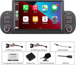 Radio para Coche Doble DIN para FIAT Panda 2013-20
