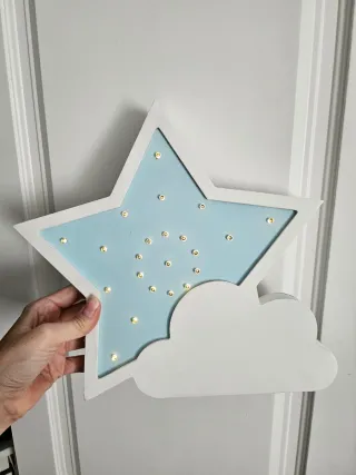 Lámpara Estrella LED Infantil Nube madera