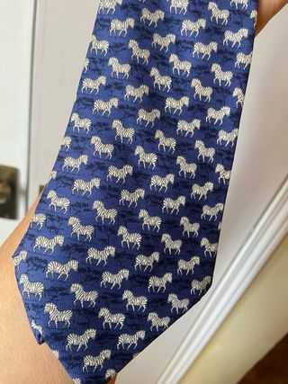 Corbata Hermès Vintage Cebra Azul