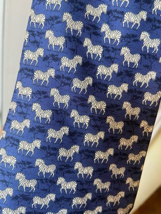 Corbata Hermès Vintage Cebra Azul
