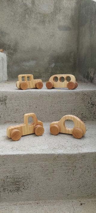 Set 4 Cochecitos Madera Artesanal