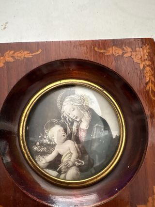 Cuadros Religiosos Antiguos Madera Virgen con Niño