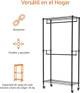 Amazon Basics Perchero de ropa de doble barra con