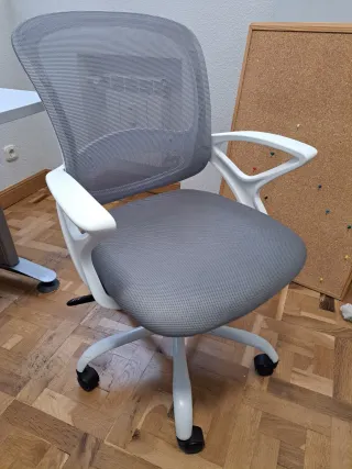 Silla de oficina ergonómica gris y blanca