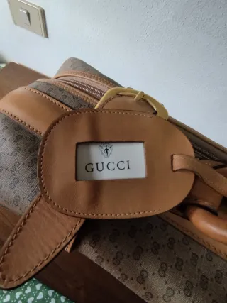 Valigia vintage Gucci pelle e tessuto monogram