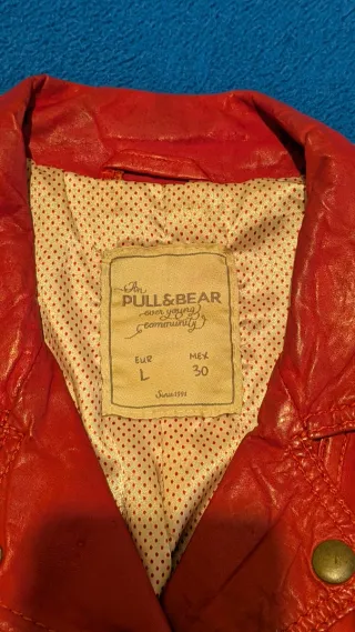 Chaqueta Cuero Roja Mujer Pull&Bear