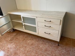 Mueble consola o aparador TV madera y cristal