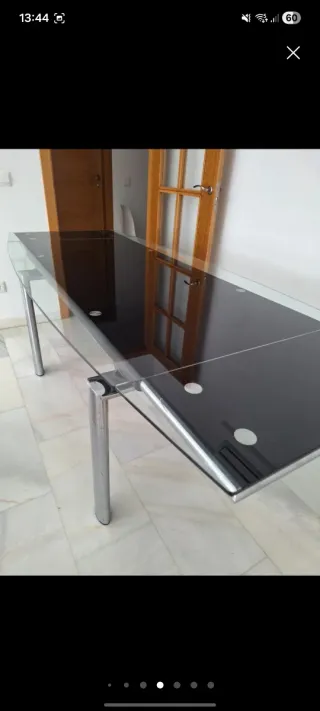 Mesa de comedor extensible cristal y metal
