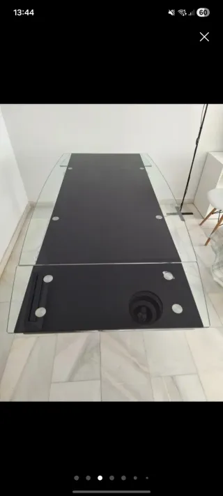 Mesa de comedor extensible cristal y metal