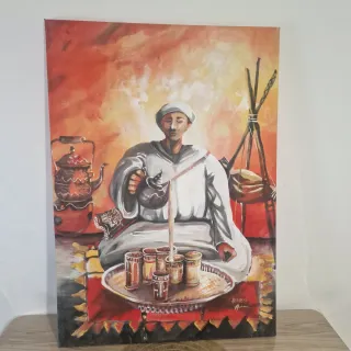 Cuadro acrílico escena oriental