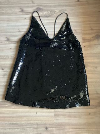 Top lentejuelas negro tirantes