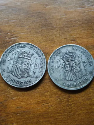 Lote 2 monedas España 1870 y 1877