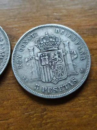 Lote 2 monedas España 1870 y 1877