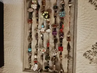 Conjunto Anillos Plata y Piedra Verde