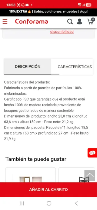 Estantería 5 niveles Madera y Blanco