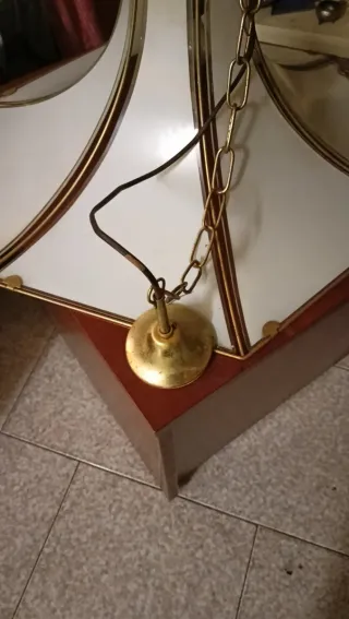 Lampadario vintage vetro ottone