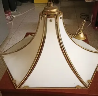 Lampadario vintage vetro ottone