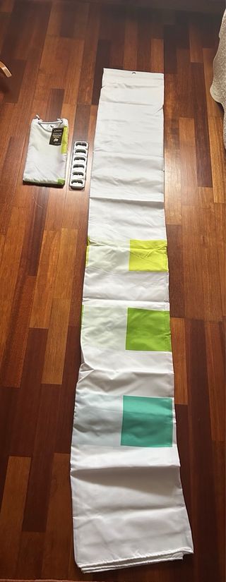 Cortina de ducha Casino Polyester Verde Blanco