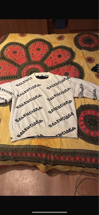 Maglione Balenciaga Bianco Logo All Over