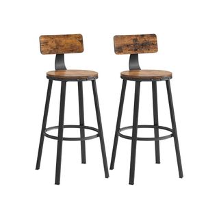 VASAGLE Juego 2 Taburetes Altos Industriales Marrón