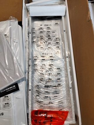 Cómoda 8 Cajones Tela, MDF y Acero Blanco SONGMICS LGS124WH01