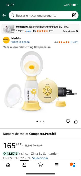 Sacaleches Eléctrico Medela Swing Flex