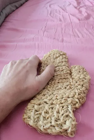 Guanto crine naturale per scrab doccia