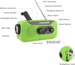 Radio solar de manivela, radio de emergencia con c