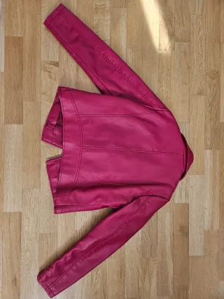 Cazadora cuero niña rosa