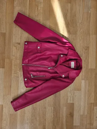 Cazadora cuero niña rosa