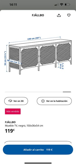 Mueble TV FJÄLLBO negro/madera