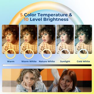 Aureday - Lámpara anular con trípode, 14" Selfie c