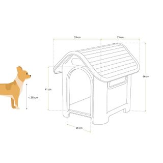 Caseta de resina para perro pequeño Kira 59×75×66 cm beige/rojo