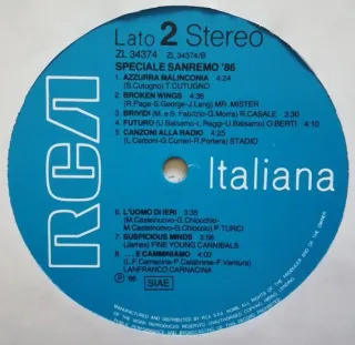 Speciale Sanremo '86 LP 12" 33 Giri