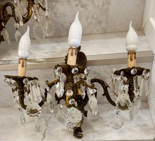 2 Apliques Antiguos Cristal de roca 40x50cm