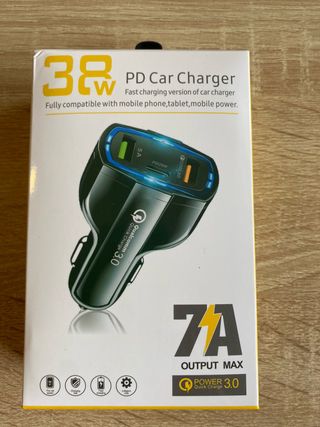Cargador Coche PD 38W 7A Qualcomm