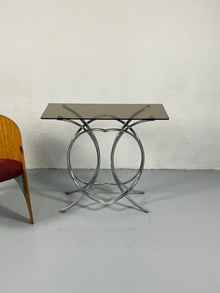 Mesa auxiliar tubular Vintage, años 70