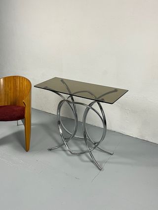 Mesa auxiliar tubular Vintage, años 70