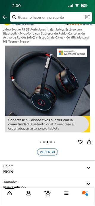 Jabra Evolve 75 SE Auriculares Bluetooth ANC