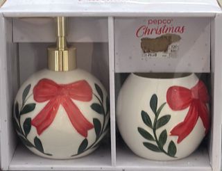 Dispensador jabón y vaso cerámica Pepco